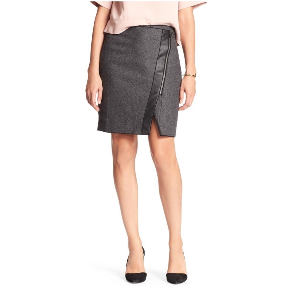 Banana Republic Wool Blend Faux Leather Trim 8